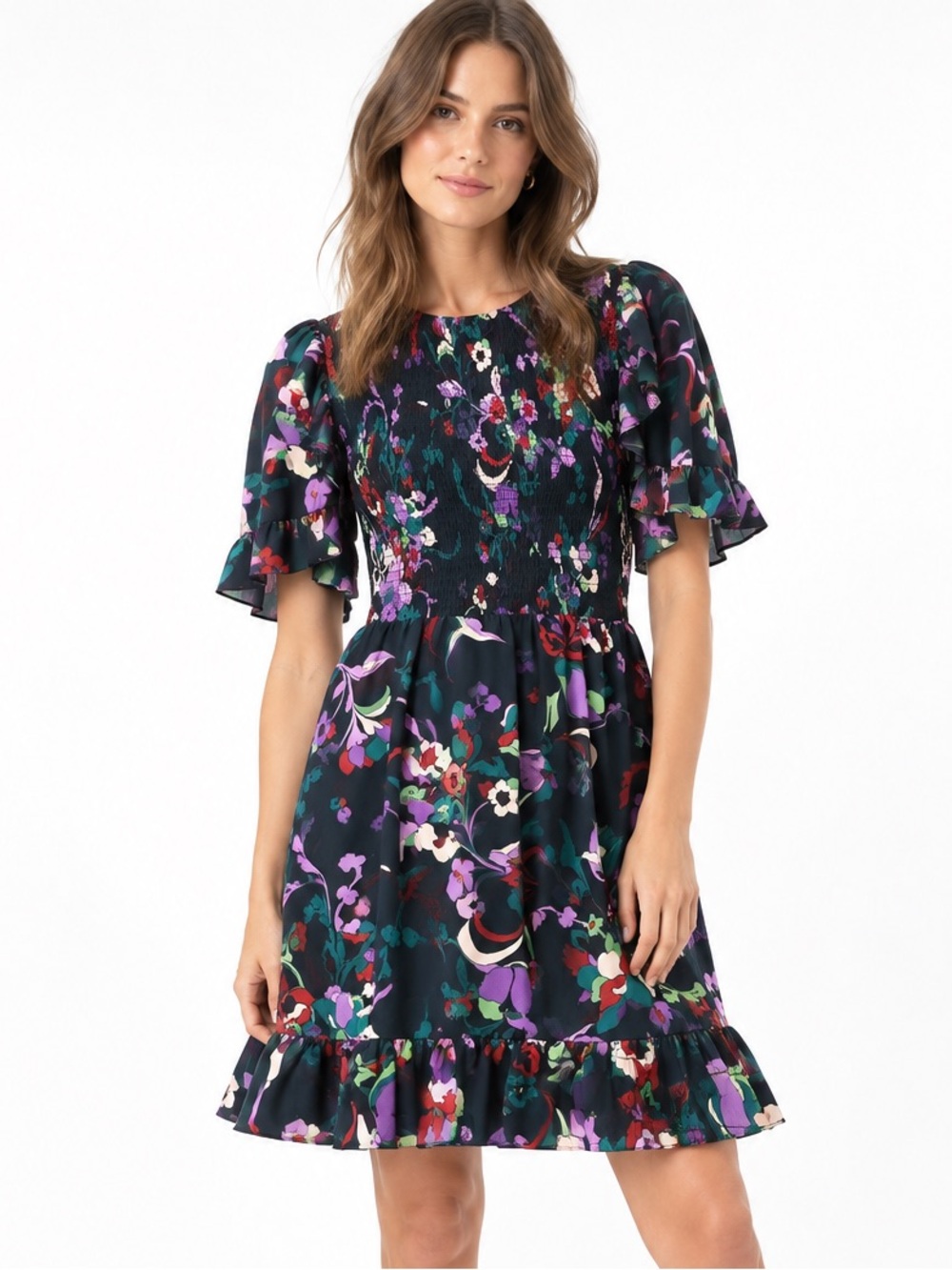 NWT Kate Spade New York Floral Smocked Ruffle Dress Size 12